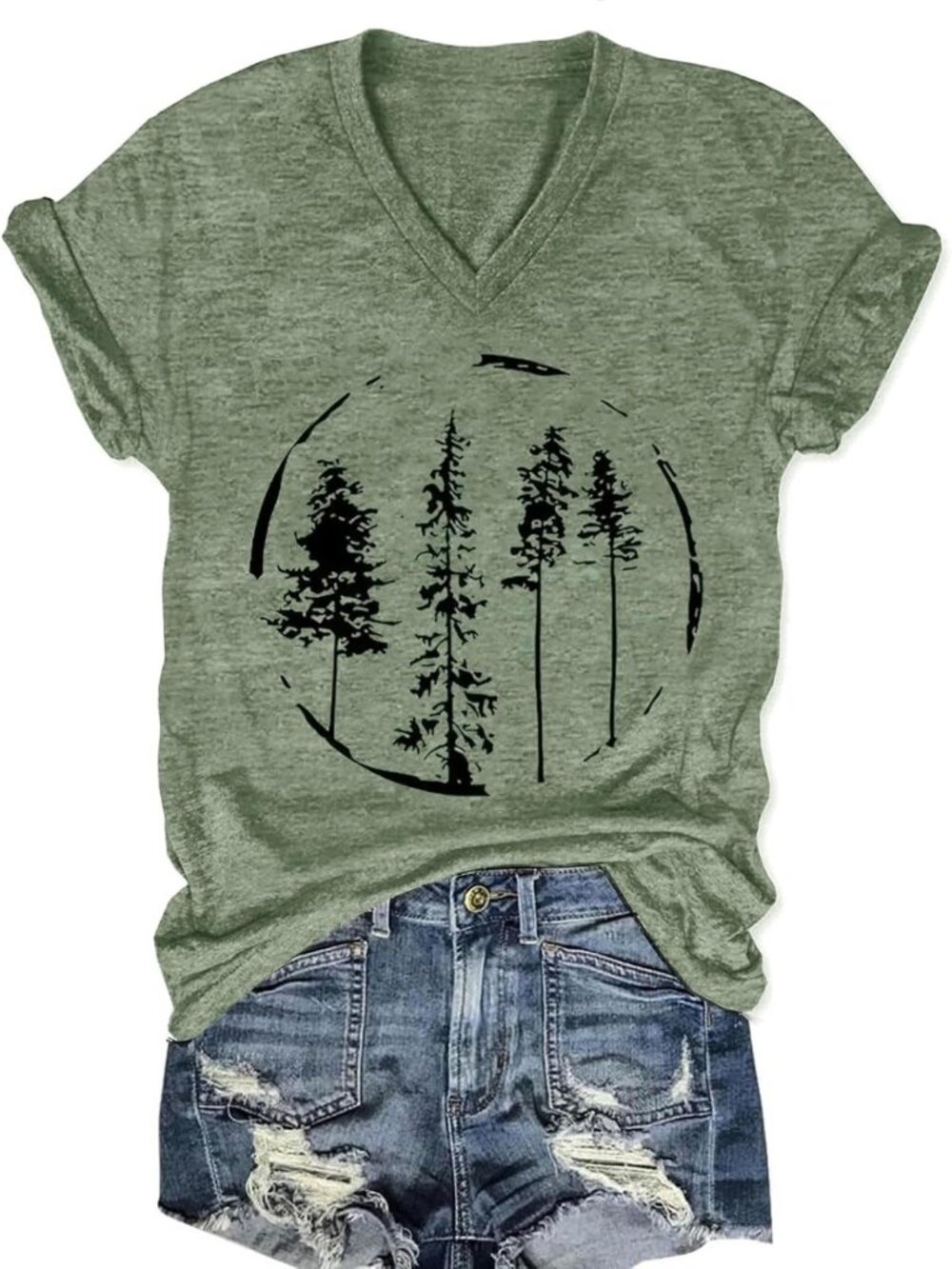 Vintage Boho Floral Print V-Neck Top | Casual Short Sleeve Graphic Tee for Women